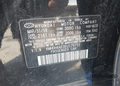 2014 Hyundai Elantra Se z USA, uszkodzony, nr VIN KMHDH4AE0EU179731